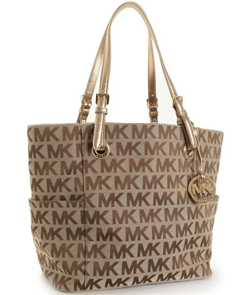 michael kors leather signature tote|Michael Kors large monogram tote.